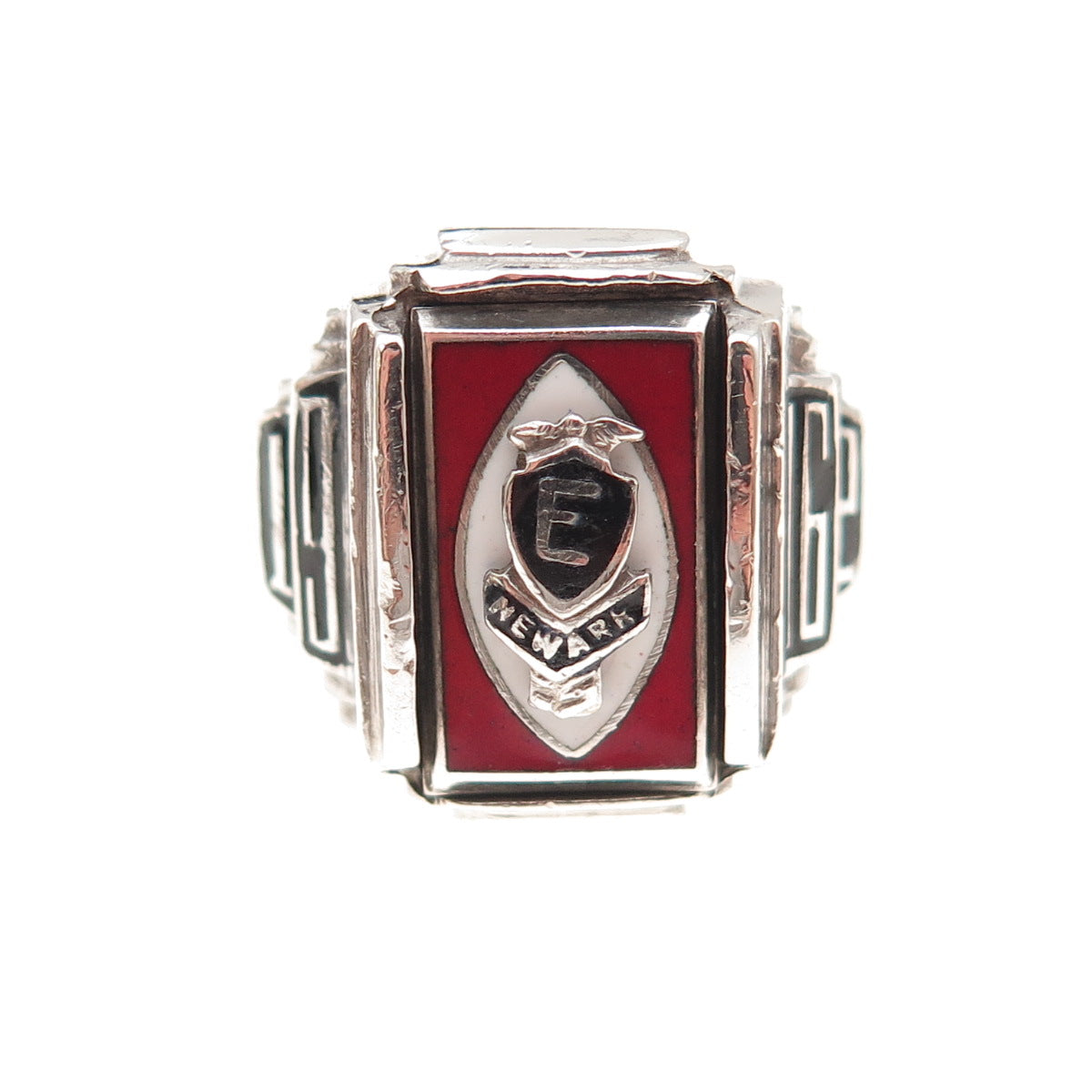 925 Sterling Silver Vintage 1962 Enamel East Newark School Ring Size 8
