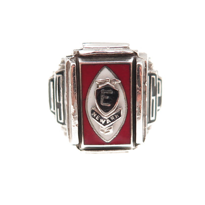 925 Sterling Silver Vintage 1962 Enamel East Newark School Ring Size 8
