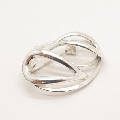 925 Sterling Silver Vintage Modernist Pin Brooch