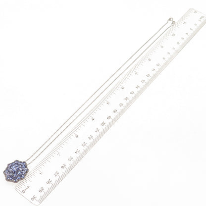 Chuck Clemency 925 Sterling Silver Real Tanzanite Cable Chain Necklace 20"