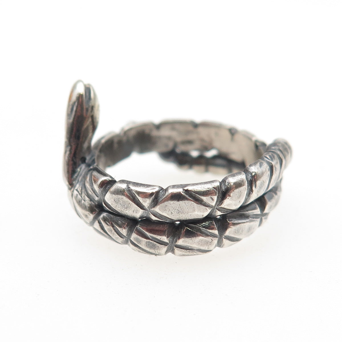 925 Sterling Silver Vintage Snake Oxidized Wrap Ring Size 5.75