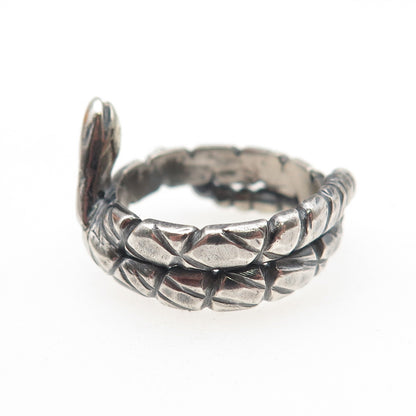 925 Sterling Silver Vintage Snake Oxidized Wrap Ring Size 5.75