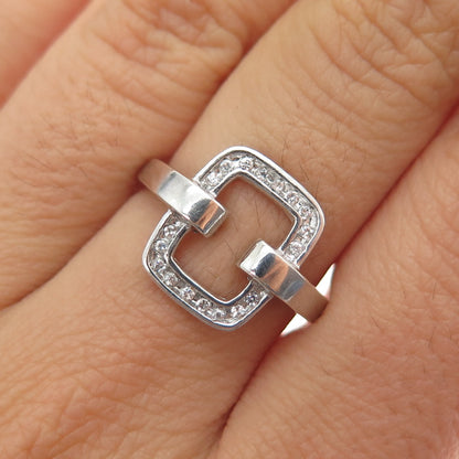 SAI 925 Sterling Silver Round-Cut C Z Letter O Interlocked Ring Size 7
