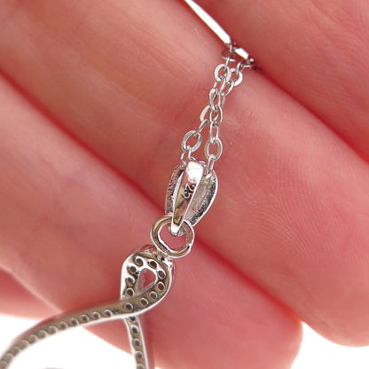 925 Sterling Silver Lab-Created Ruby Real White Topaz Swan Chain Necklace 18"
