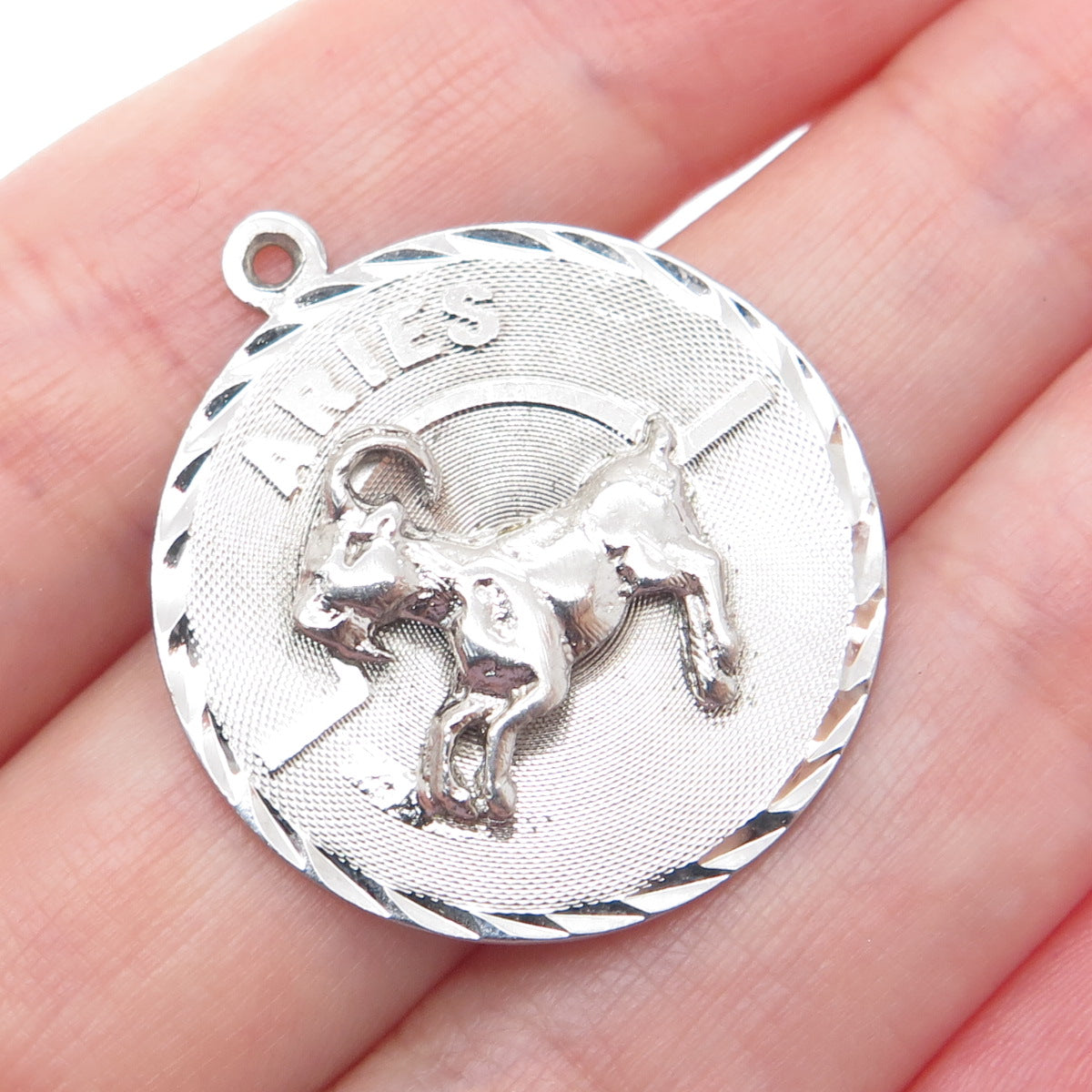 925 Sterling Silver Vintage Aries Zodiac Sign Charm Pendant