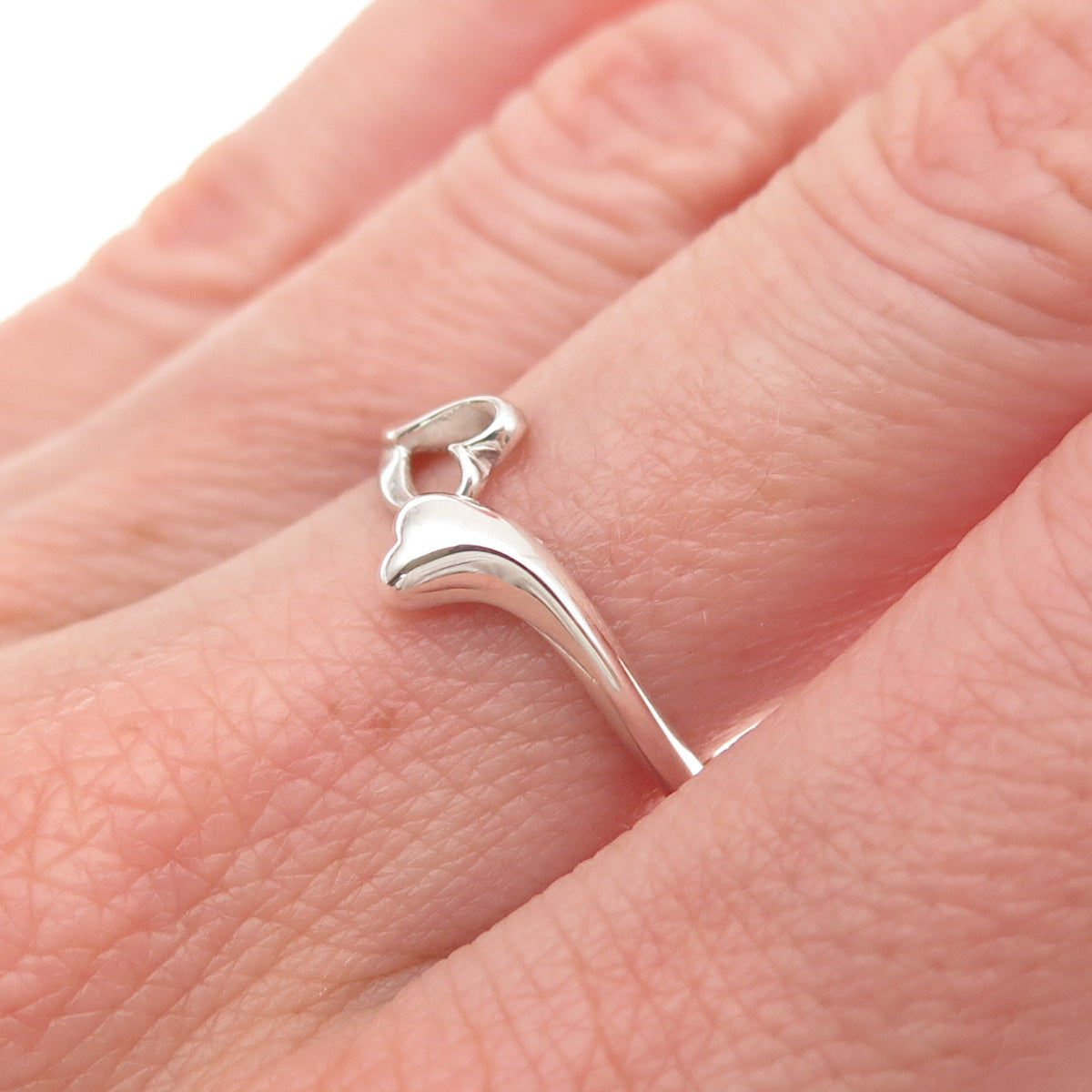 925 Sterling Silver Vintage Heart Bypass Ring Size 7