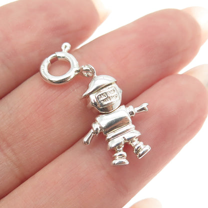 925 Sterling Silver Vintage Rhinestone July Birthstone Boy Spring Ring Pendant