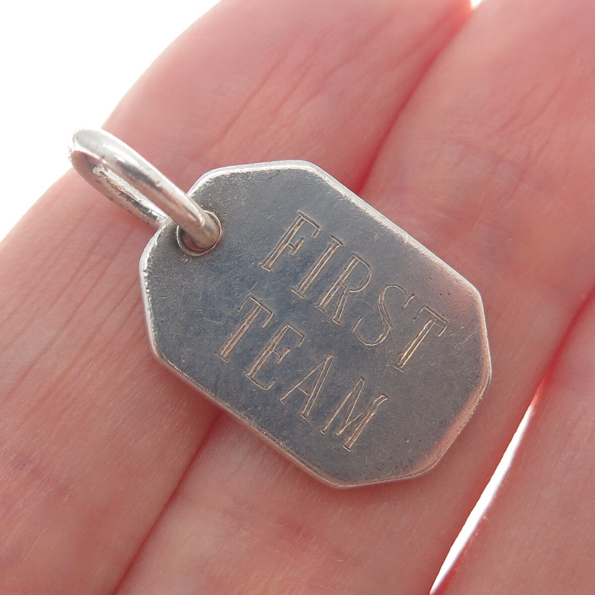 925 Sterling Silver Vintage "First Team 59" Tag Charm Pendant