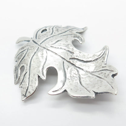 925 Sterling Silver Vintage Brookraft Grape Leaf Pin Brooch