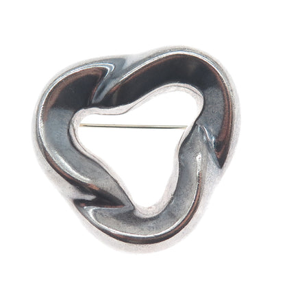 BARRA 925 Sterling Silver Vintage Trinity Oxidized Pin Brooch