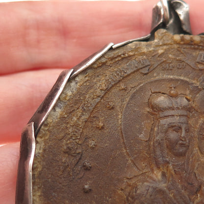 Antique Silver Orthodox Nativity Scene Ladanka Icons Collectible Medal Pendant