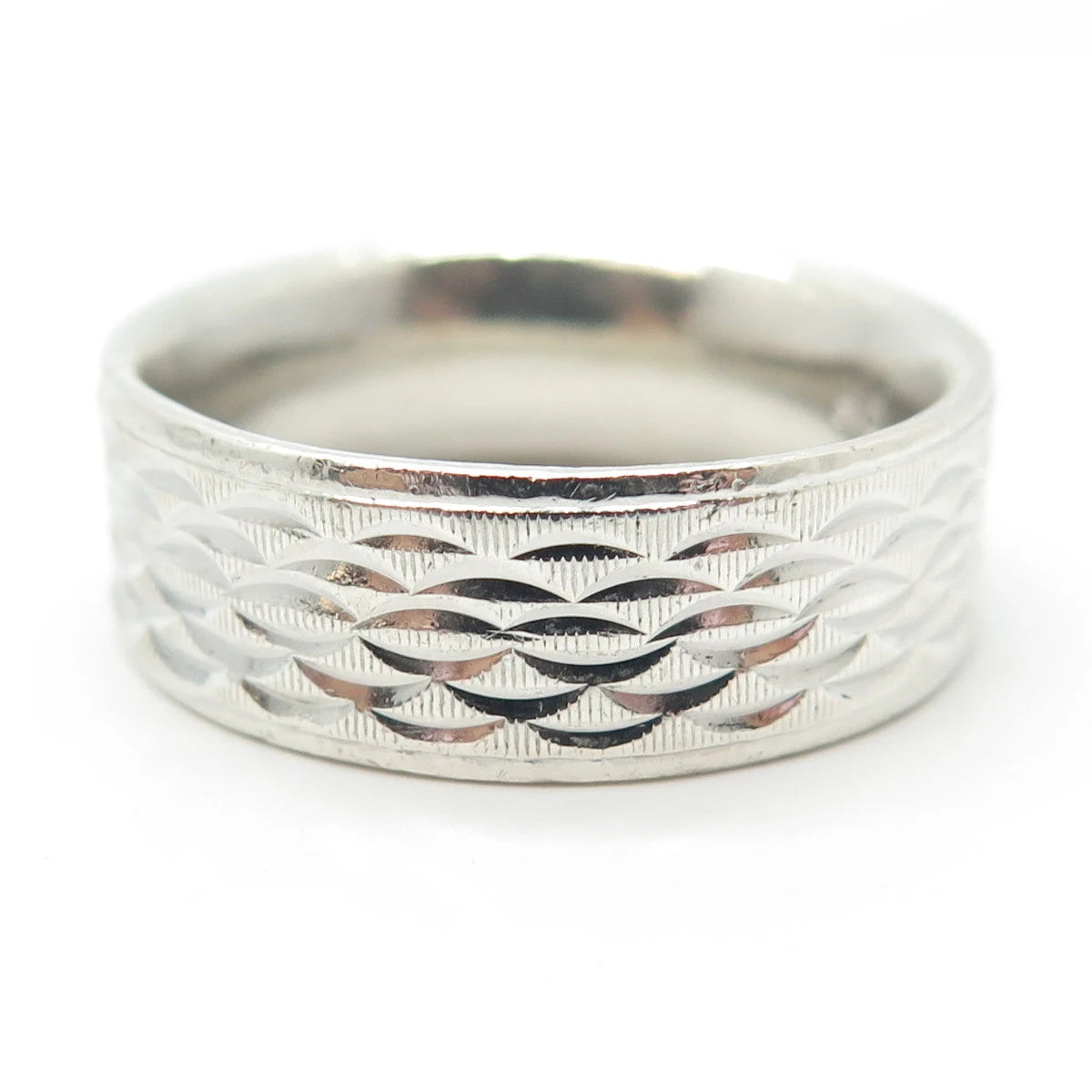 925 Sterling Silver Vintage Etched Band Ring Size 10.75