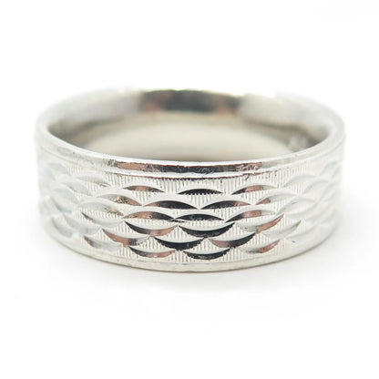 925 Sterling Silver Vintage Etched Band Ring Size 10.75