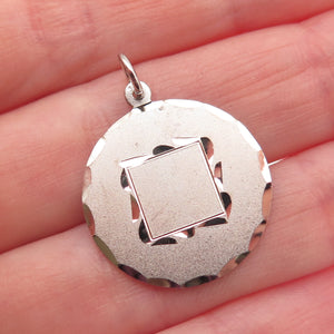 925 Sterling Silver Vintage Round Tag Charm Pendant