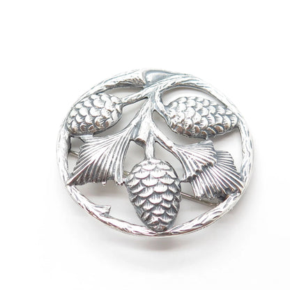 925 Sterling Silver Vintage Thistle Floral For Good Luck Pin Brooch