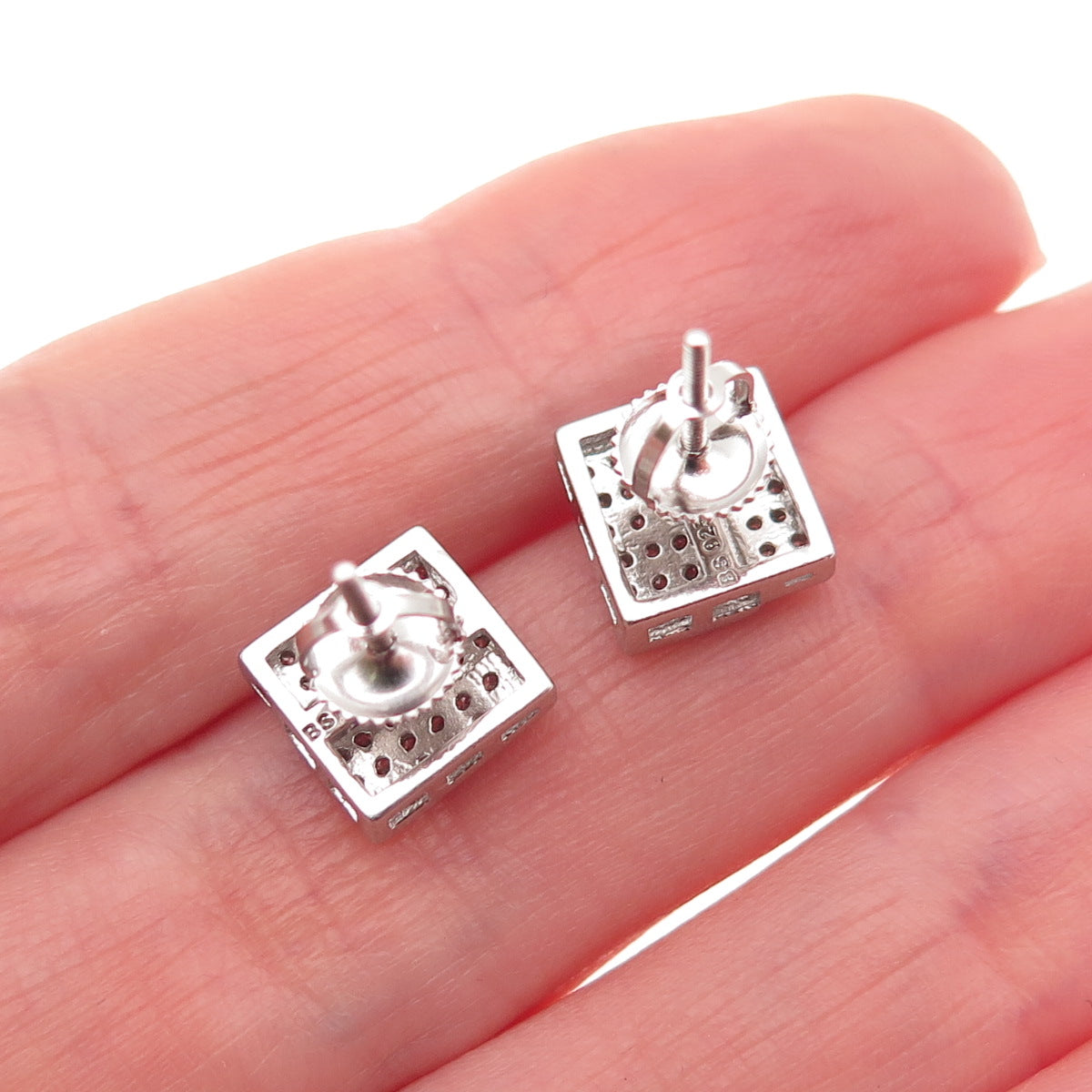 925 Sterling Silver Round-Cut C Z Stud Earrings
