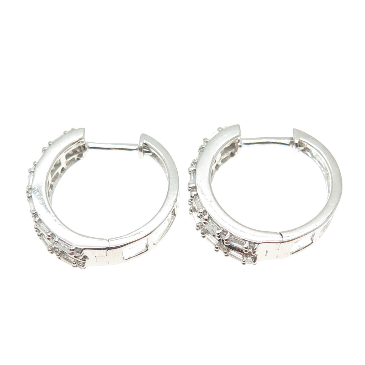 925 Sterling Silver Multi-C Z Huggie Earrings