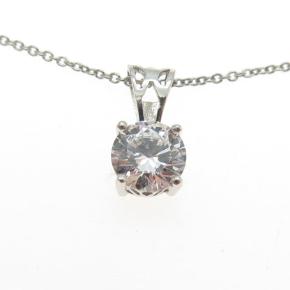 925 Sterling Silver Round-Cut C Z Cable Chain Adjustable Necklace 18-20"