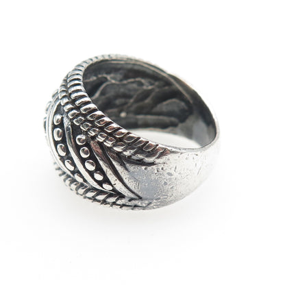 925 Sterling Silver Vintage Modernist Dotted Oxidized Ring Size 6.25