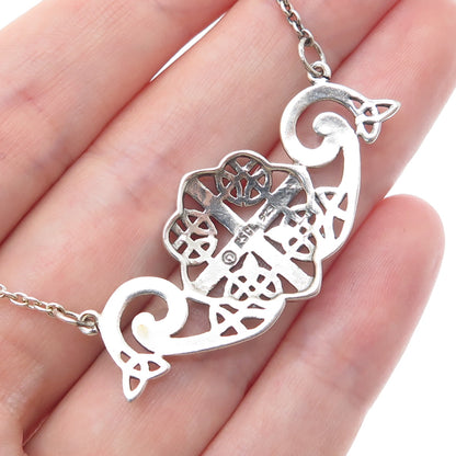 PETER STONE 925 Sterling Silver Vintage Celtic Knot Cable Chain Necklace 18"