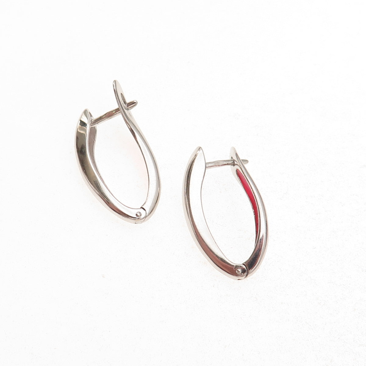 925 Sterling Silver Enamel Modernist Hoop Earrings