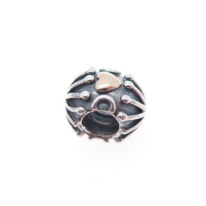 PANDORA 925 Sterling Silver & Gold Love and Hugs Slide Bead Charm