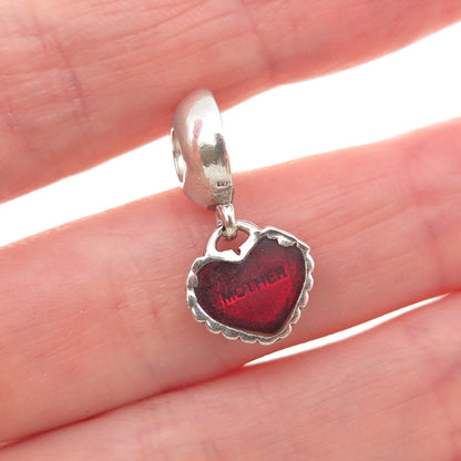 PANDORA Sterling Silver Enamel You & Me Piece of My Heart Mother Dangle Charm