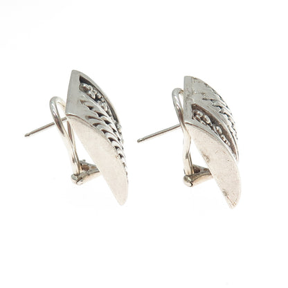 LOIS HILL 925 Sterling Vintage Granulated Signature Scroll Omega Back Earrings