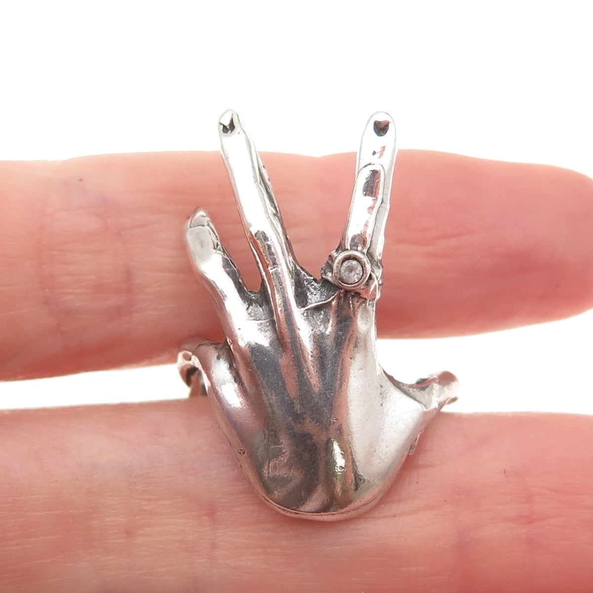 925 Sterling Silver Vintage Round-Cut C Z Hand Oxidized Ring Size 6