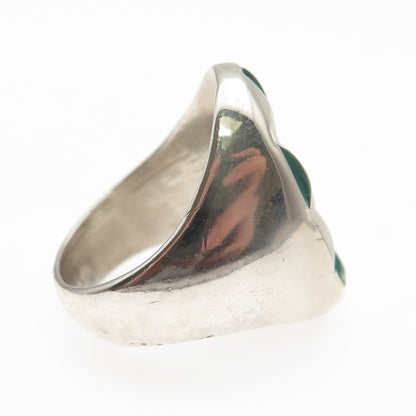Old Pawn 925 Sterling Silver Vintage Southwestern MOP & Malachite Ring Size 10