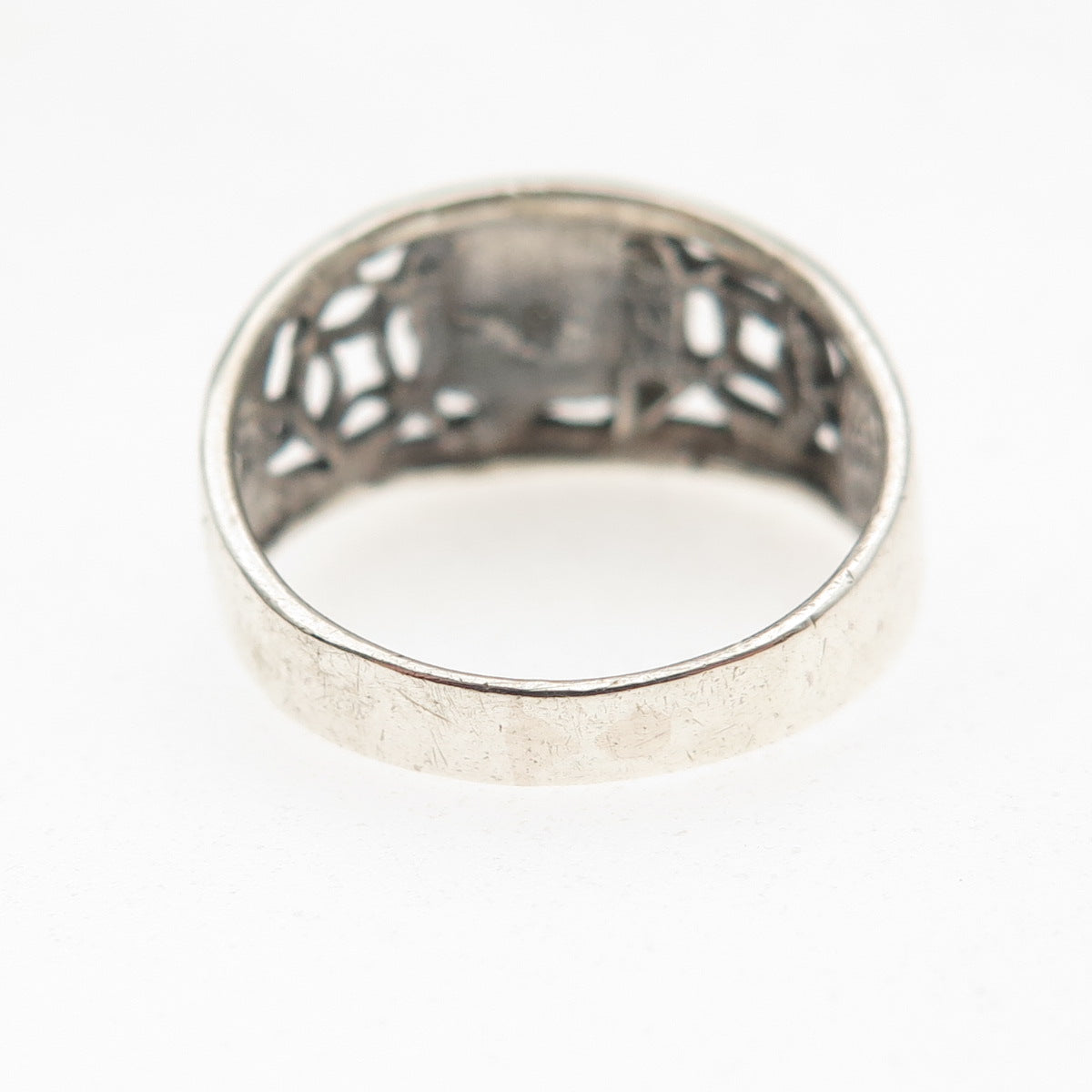 925 Sterling Silver Vintage Real Turquoise Oxidized Ring Size 5.25