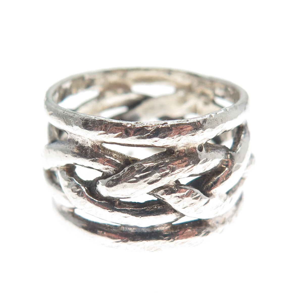925 Sterling Silver Vintage Woven Band Ring Size 7.25