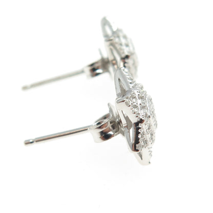 925 Sterling Silver Pave C Z Star Stud Earrings