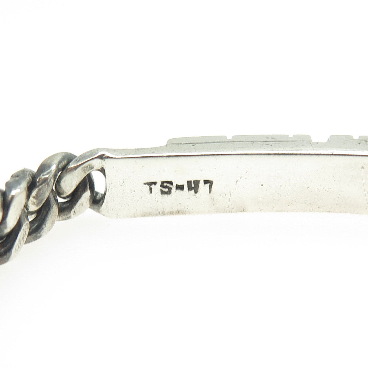 925 Sterling Silver Vintage Mexico "Eleonor" ID Cuban Link Bracelet 7"
