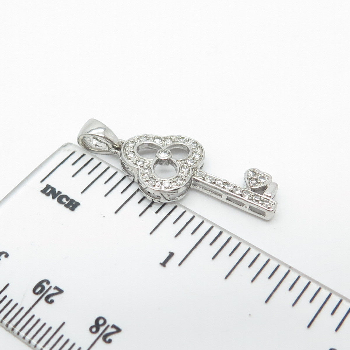 925 Sterling Silver C Z Key Pendant
