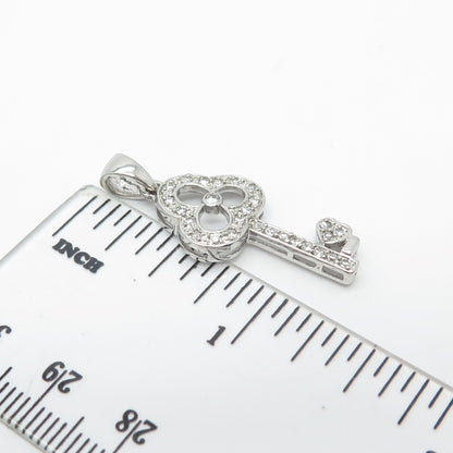 925 Sterling Silver C Z Key Pendant