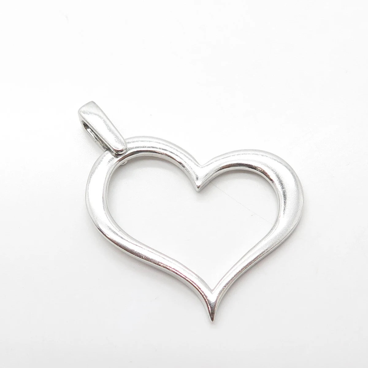 925S Sterling Silver Vintage Italy Open Heart Modernist Pendant