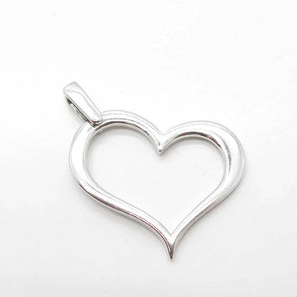 925S Sterling Silver Vintage Italy Open Heart Modernist Pendant