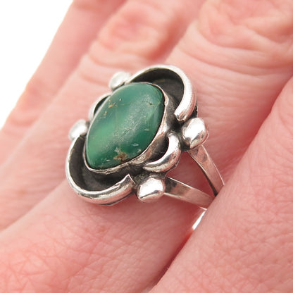 Old Pawn 925 Sterling Silver Vintage Royston Turquoise Oxidized Ring Size 7.25