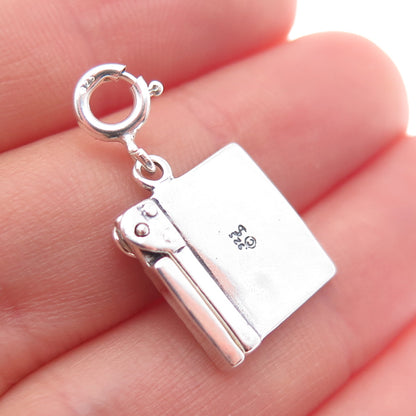 SHUBE 925 Sterling Silver Vintage Movie Clapperboard Spring Ring Movable Pendant