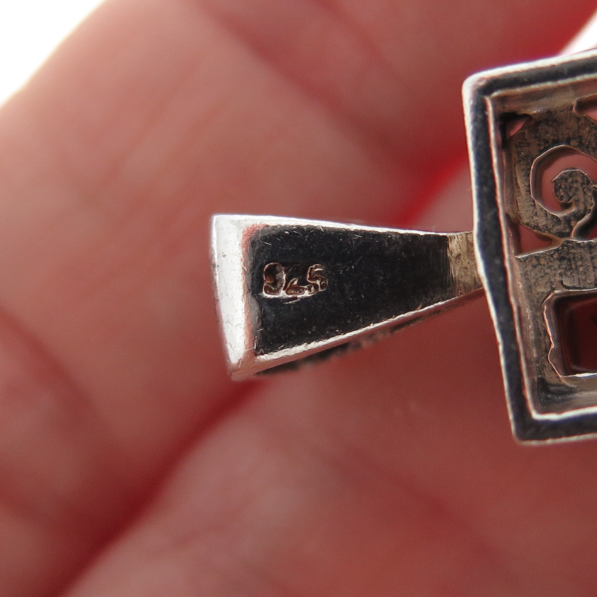 925 Sterling Silver Vintage Real Amber Charm Pendant