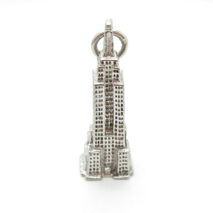 925 Sterling Silver Vintage Empire State Building 3D Charm Pendant