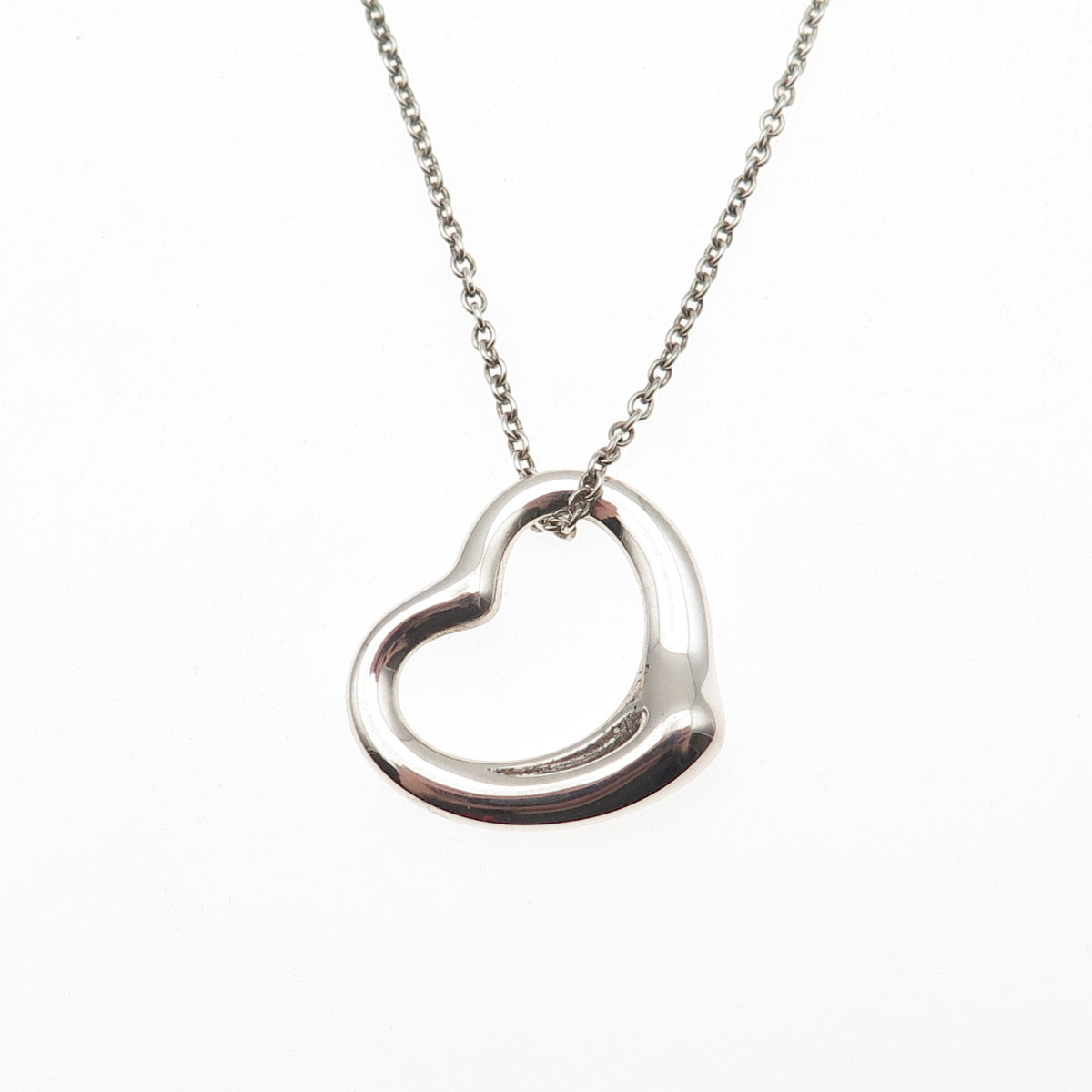 Tiffany & Co. Elsa Peretti Sterling Silver Vintage Open Heart Chain Necklace 16"