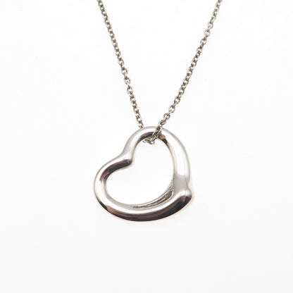 Tiffany & Co. Elsa Peretti Sterling Silver Vintage Open Heart Chain Necklace 16"