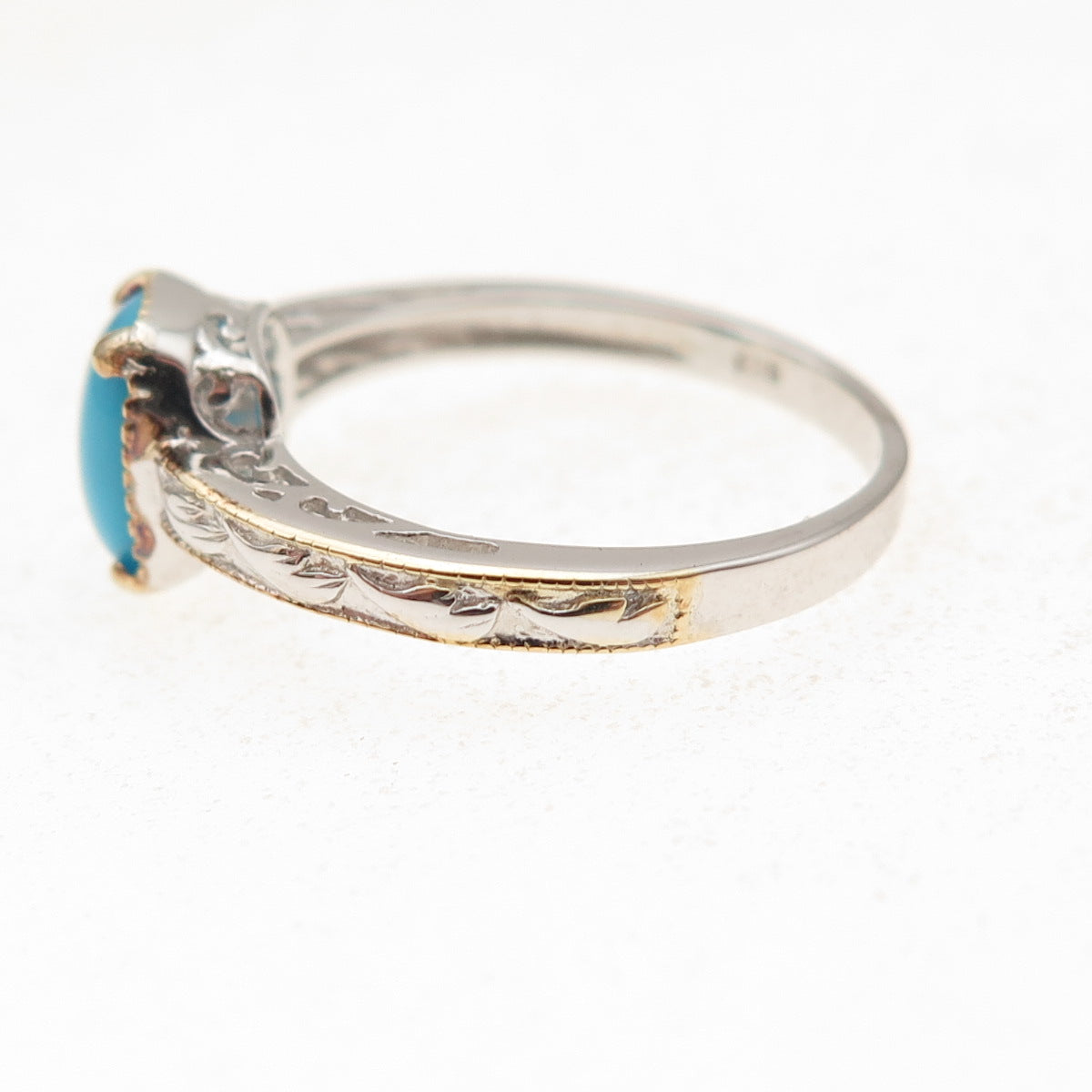Chuck Clemency 925 Sterling 2-Tone Real Sleeping Beauty Turquoise Ring Size 8.25