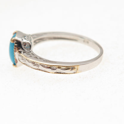 Chuck Clemency 925 Sterling 2-Tone Real Sleeping Beauty Turquoise Ring Size 8.25