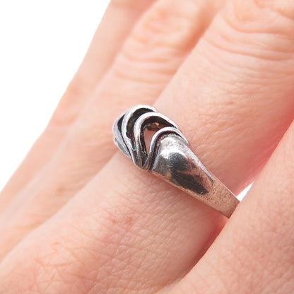 CLEOPATRE 925 Sterling Silver Vintage Modernist Oxidized Ring Size 9.25