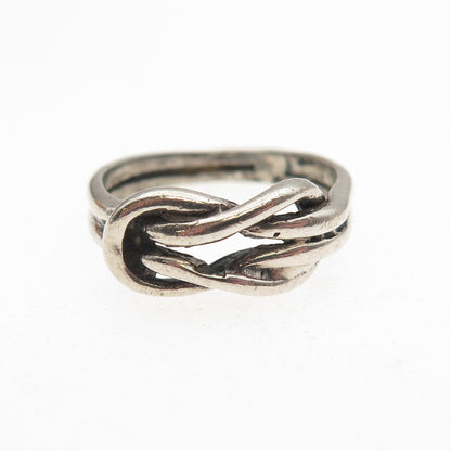 925 Sterling Silver Vintage Mariner Love Knot Oxidized Ring Size 5.25