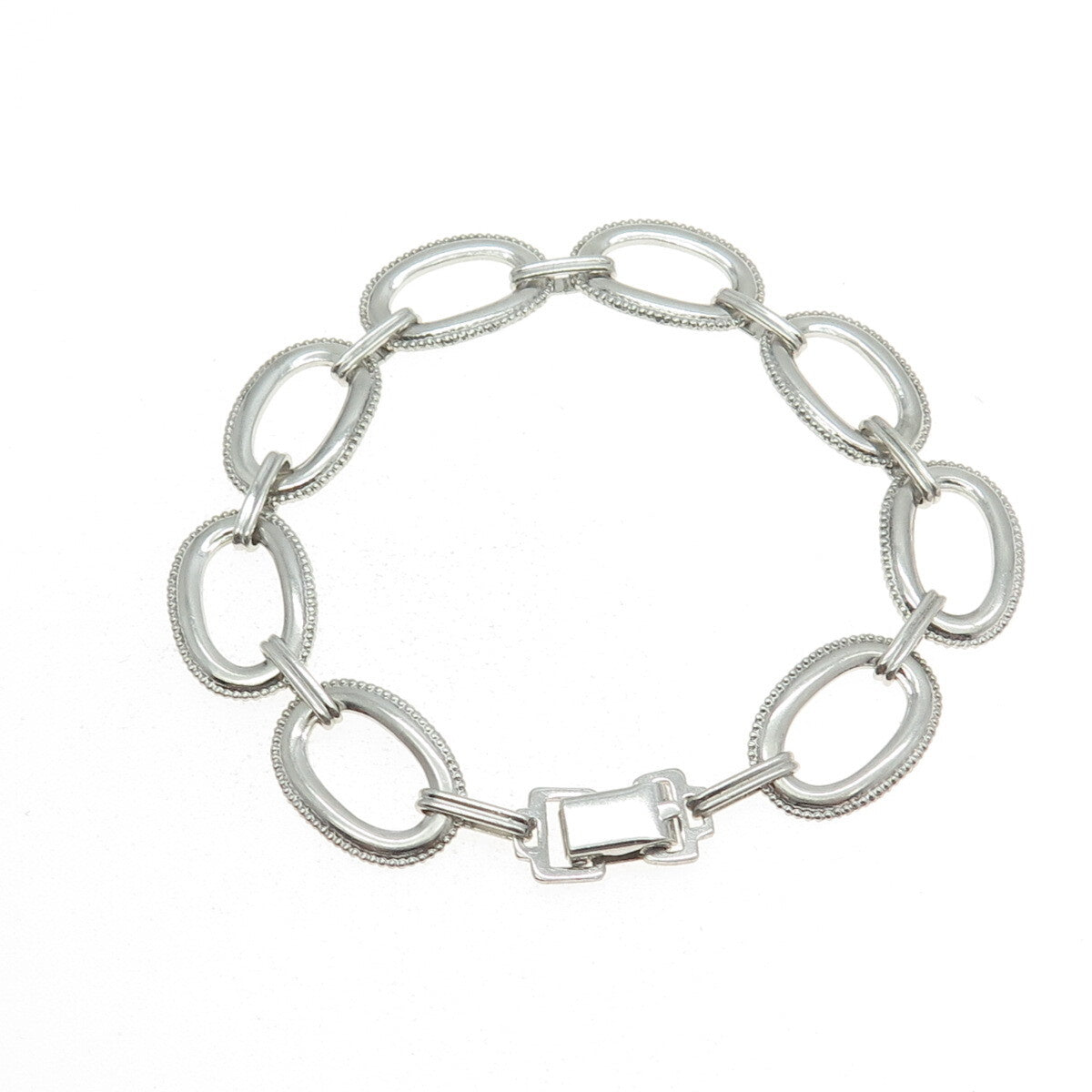W. E. RICHARDS 925 Sterling Silver Vintage Oval Link Bracelet 7"