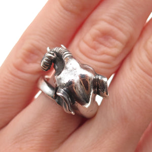 925 Sterling Silver Vintage Elephant Oxidized Ring Size 5